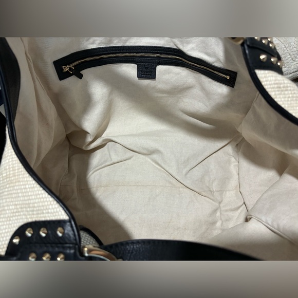 GUCCI Straw Large Soft Stirrup Shoulder Bag White, new without tags - Picture 12 of 15